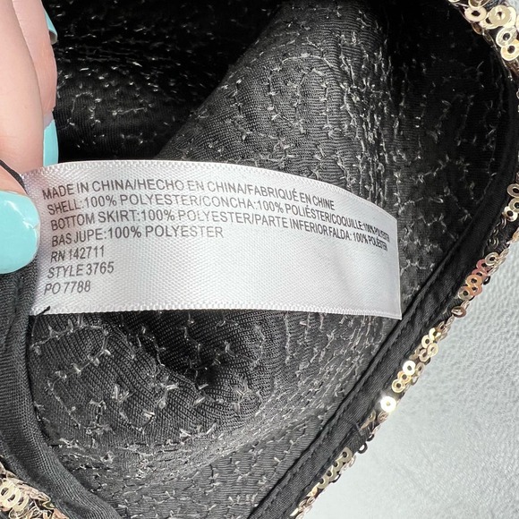 Eloquii plus size black & Gold Sequin Pique Dress sleeveless back zipper size 26 - Picture 11 of 11